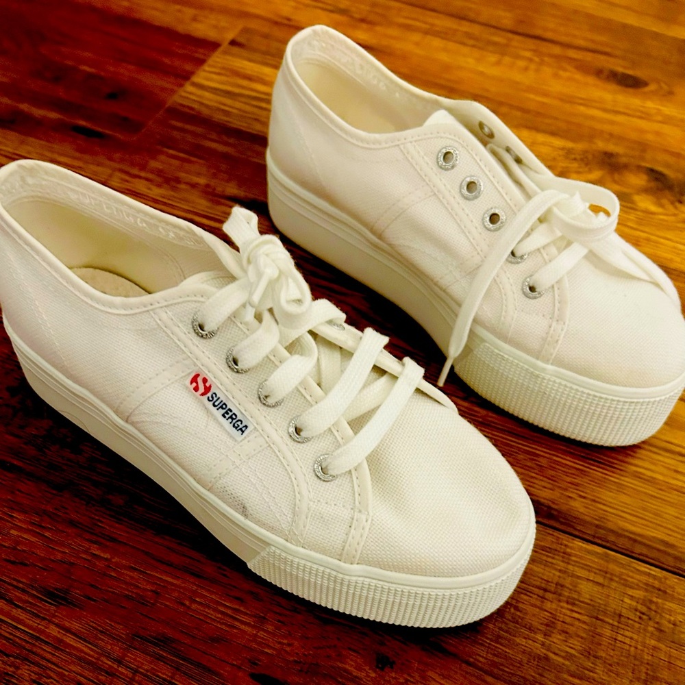 Superga White 2790 platform